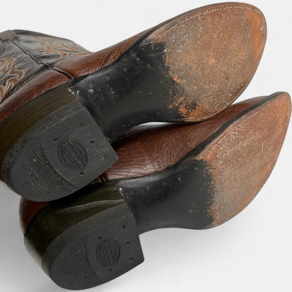 Cowtown Vintage Men's Leather Embordered Brown Western Cowboy Boots Size 9.5 - Picture 9 of 14